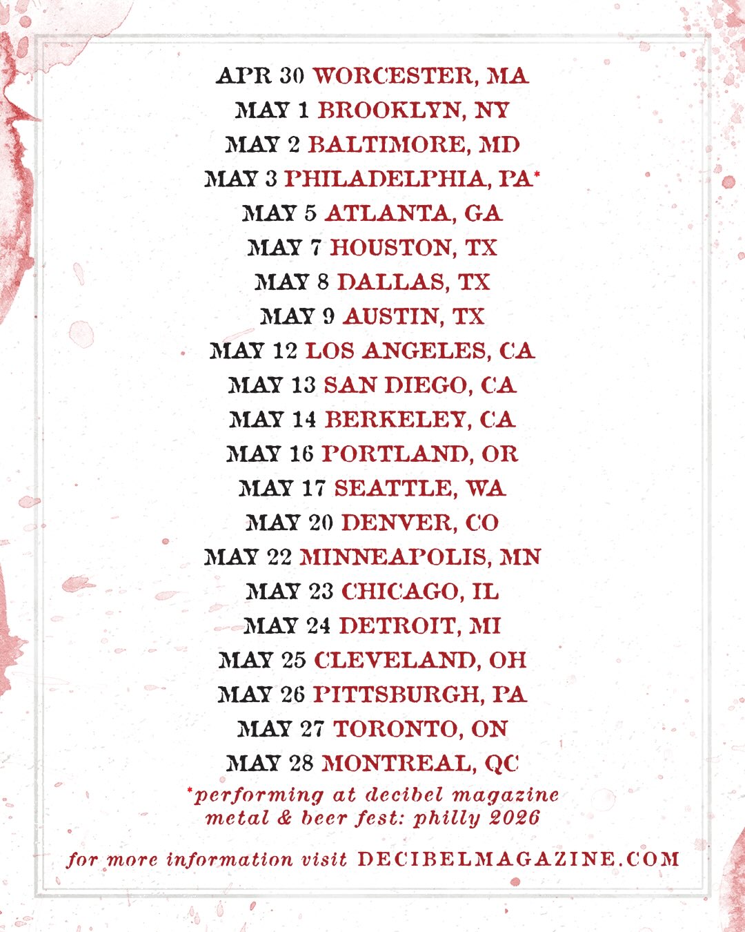 Necrot The Decibel Magazine Tour Poster 2026